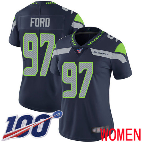 Seattle Seahawks Limited Navy Blue Women Poona Ford Home Jersey NFL Football #97 100th Season Vapor Untouchable